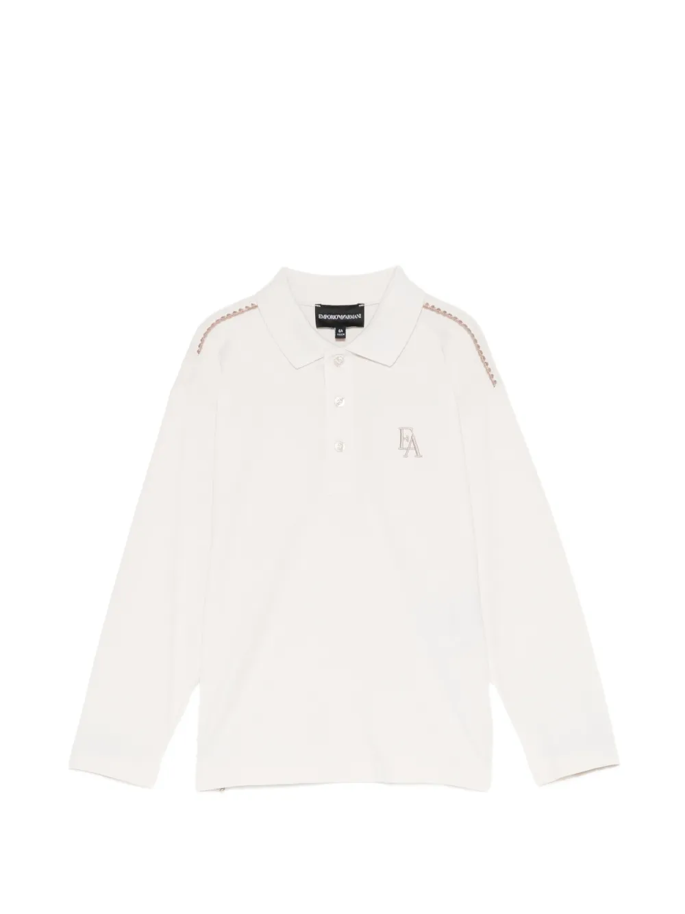Emporio Ar i Kids Poloshirt met geborduurd logo en gevlochten afwerking Beige