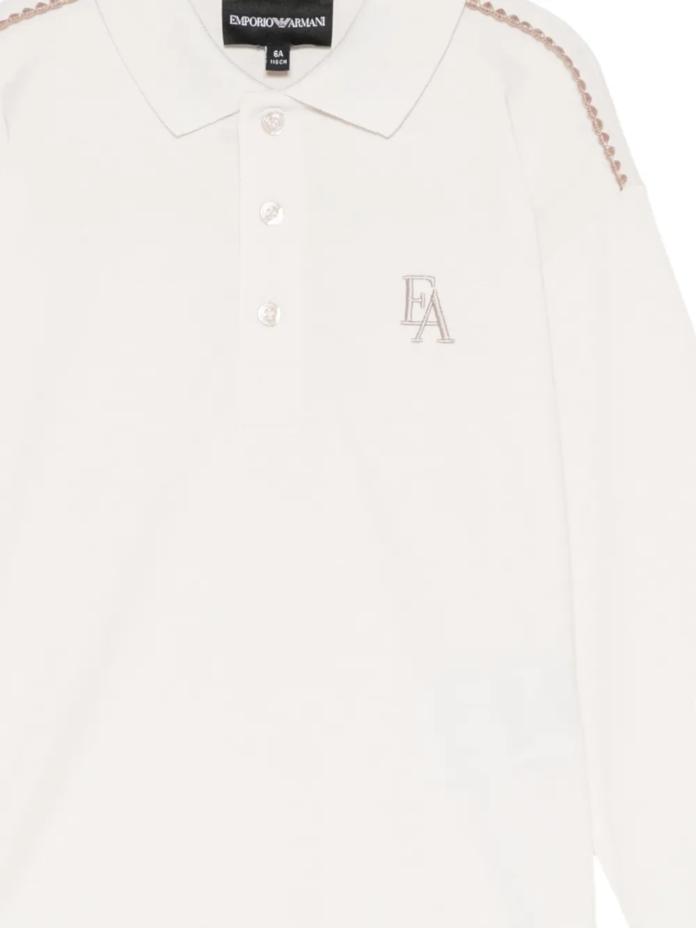 Emporio Armani Kids Poloshirt met geborduurd logo en gevlochten afwerking Beige