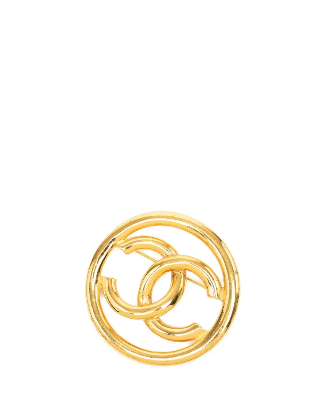 CHANEL Pre-Owned 2003 CC Gold Plated Round Brooch costume brooch - Oro