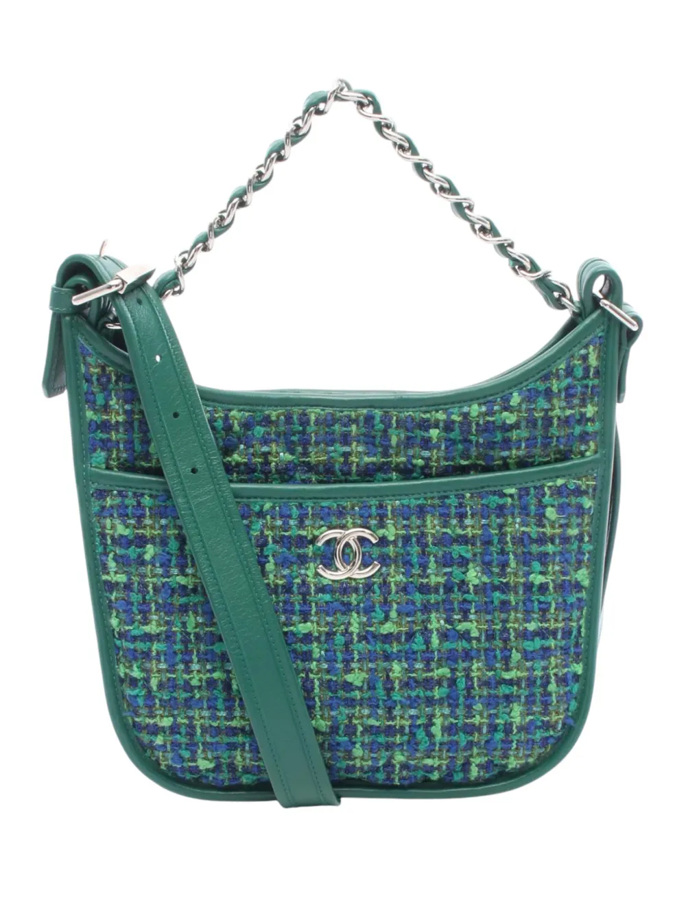 CHANEL Pre-Owned 2018 Small Tweed Jungle Stroll Hobo satchel - Verde