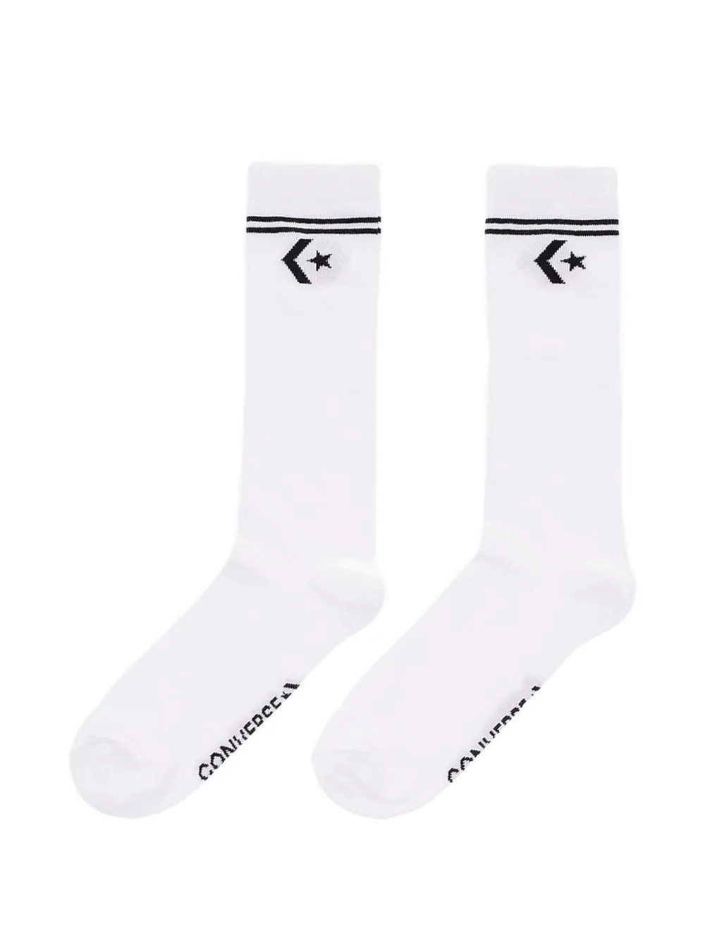 Converse Logo-embroidered Striped-trim Socks (set Of Teo) In White