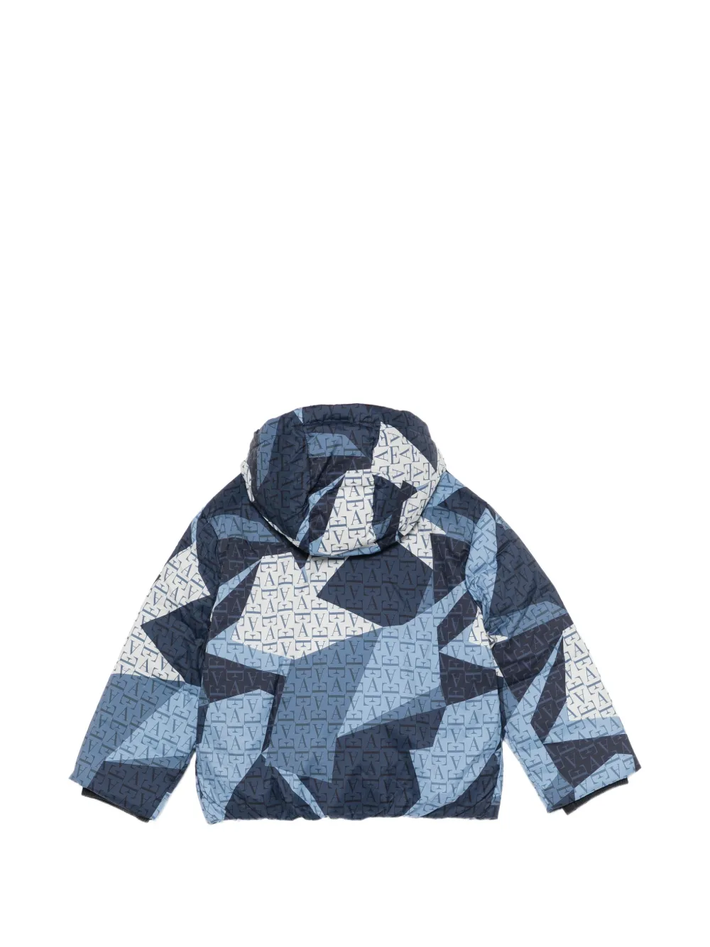 Emporio Armani Kids monogram-print hooded jacket Blauw
