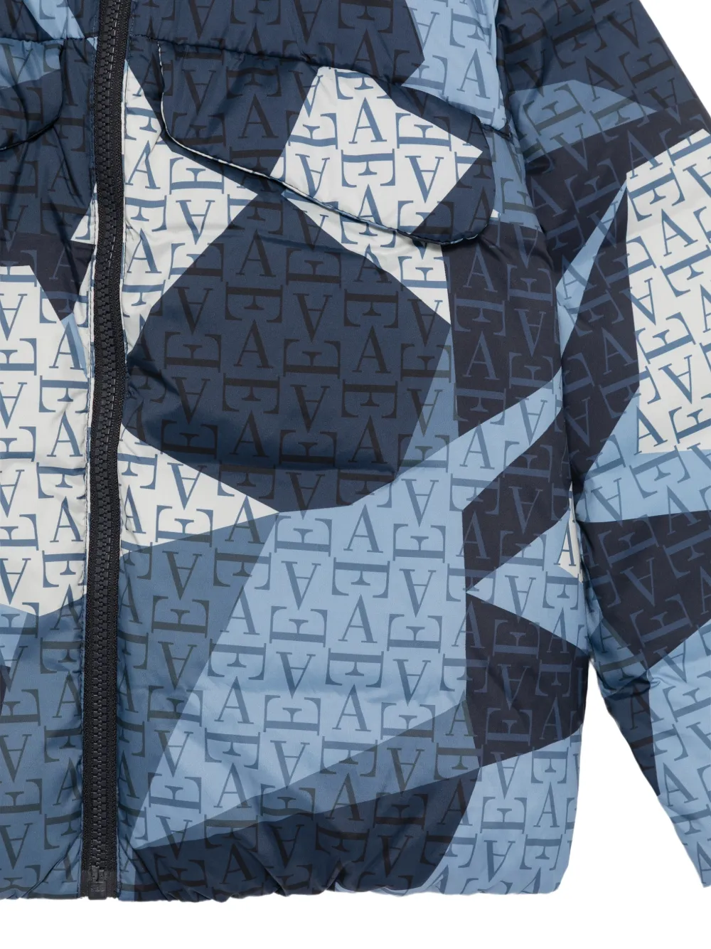 Emporio Armani Kids monogram-print hooded jacket Blauw