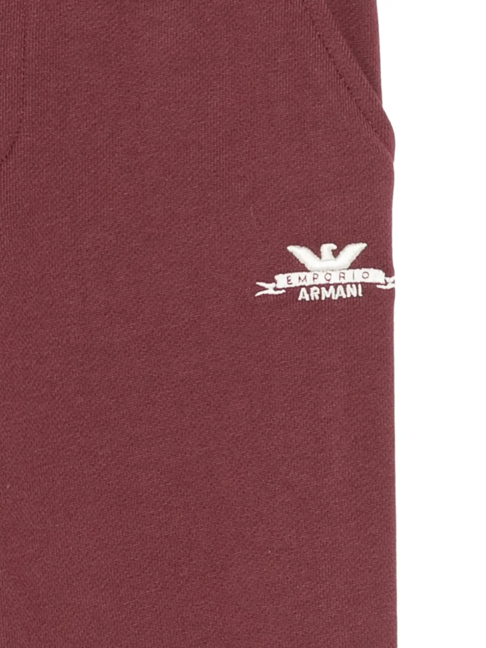 Emporio Armani Kids logo-embroidered cotton fleece sweatpants Rood