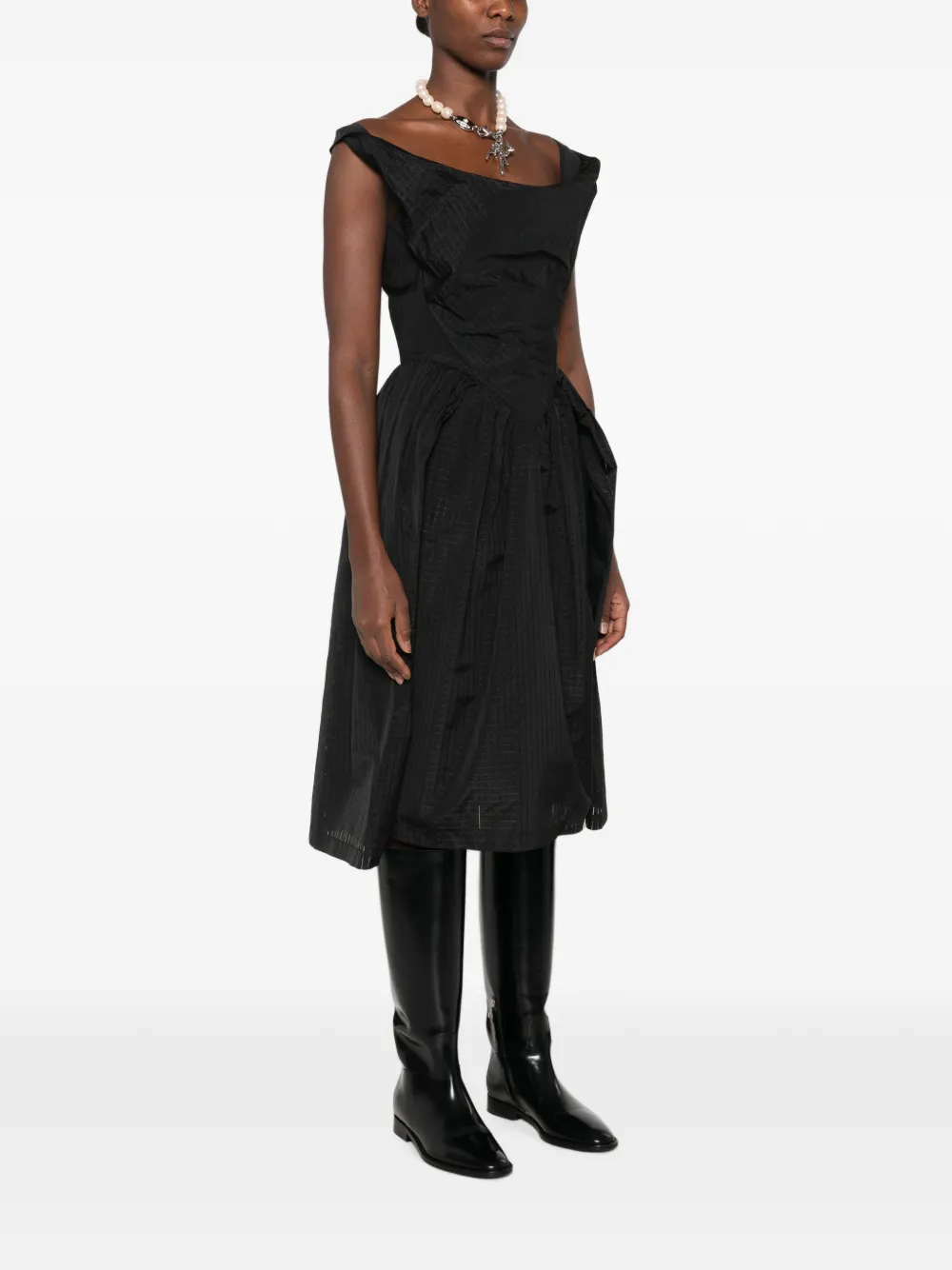 Vivienne Westwood Geruite jurk in korset-stijl Zwart