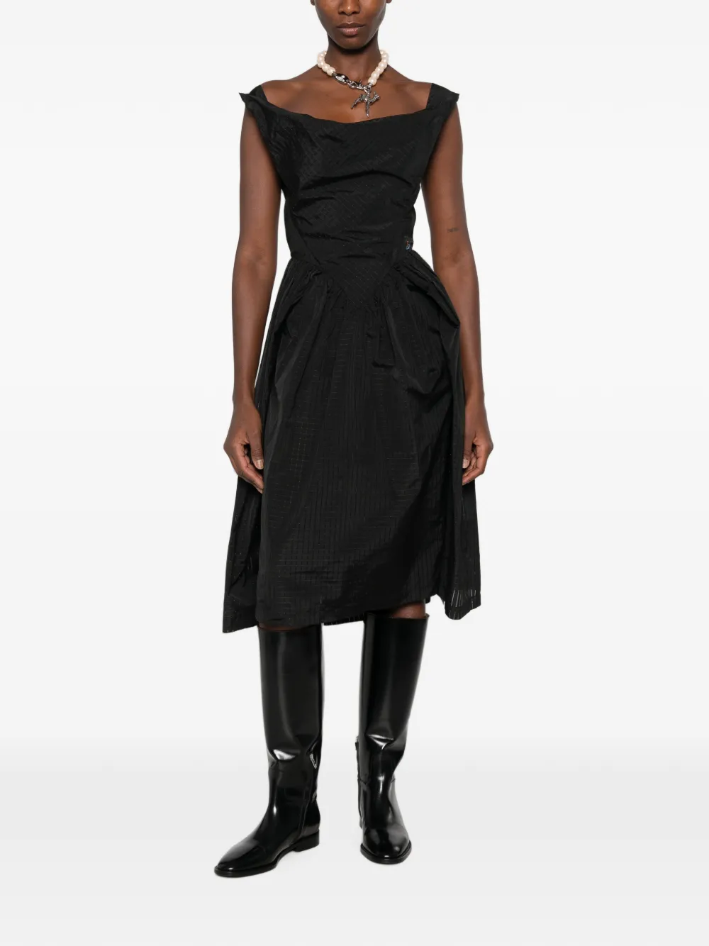 Vivienne Westwood Geruite jurk in korset-stijl Zwart