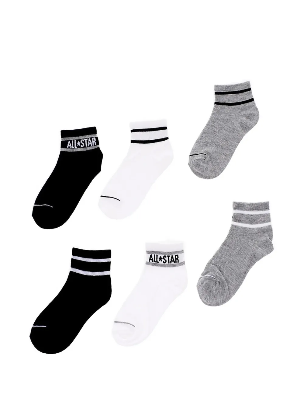 Converse Logo-embroidered Striped Socks (set Of Six) In Black