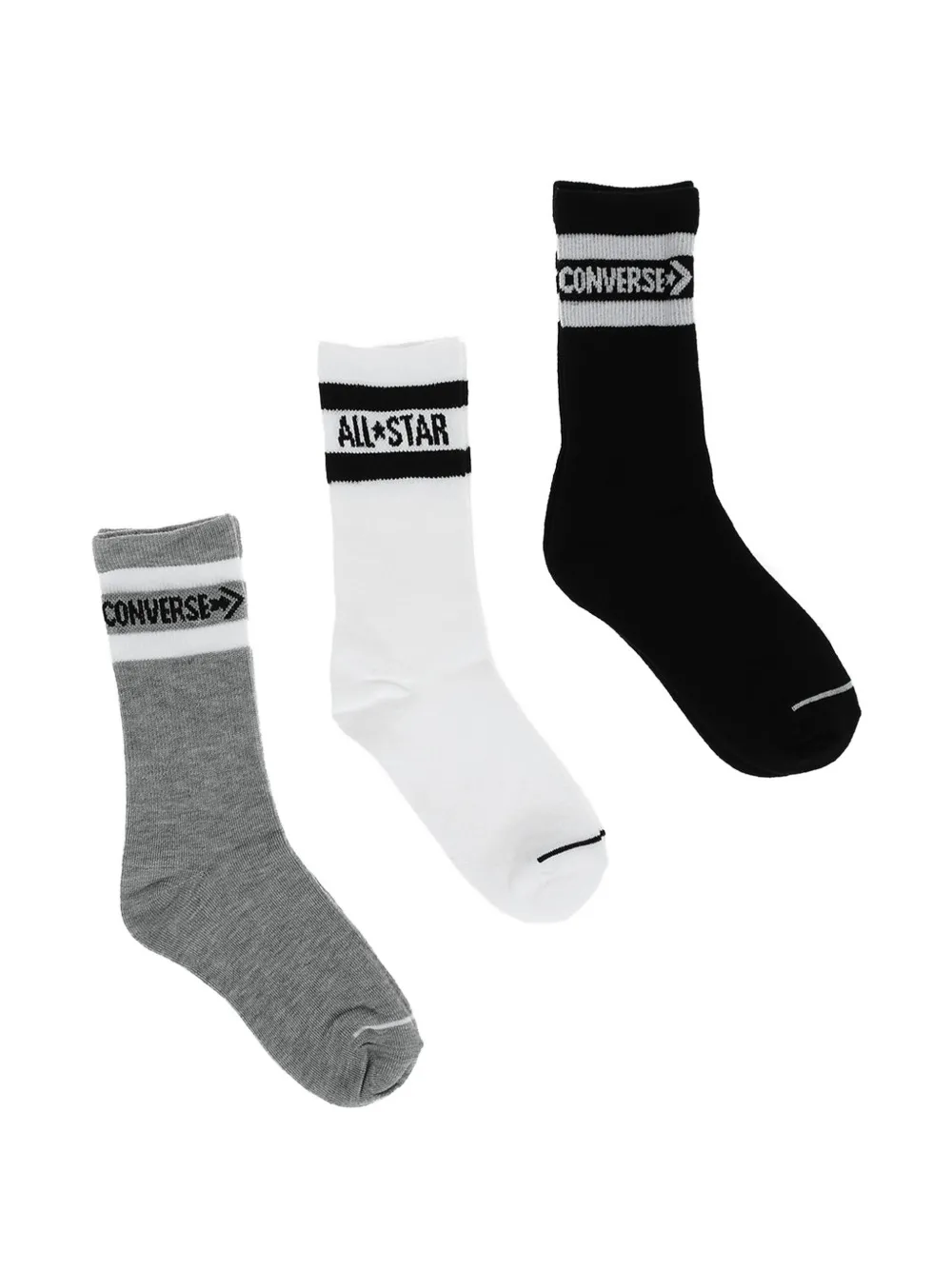 Converse All Star Logo-print Socks (set Of Three) In Black
