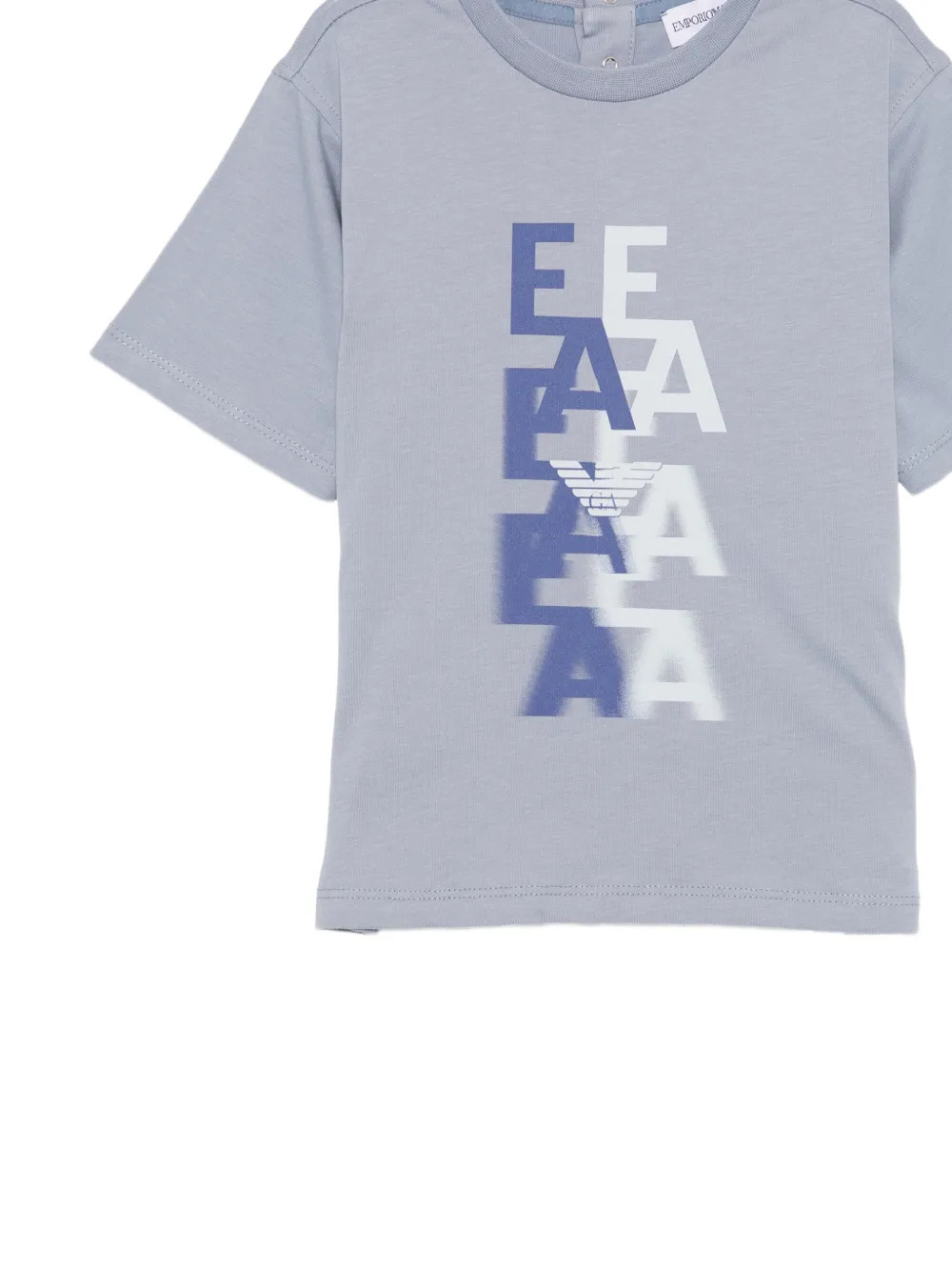 Emporio Armani Kids Katoenen T-shirt met logoprint Blauw