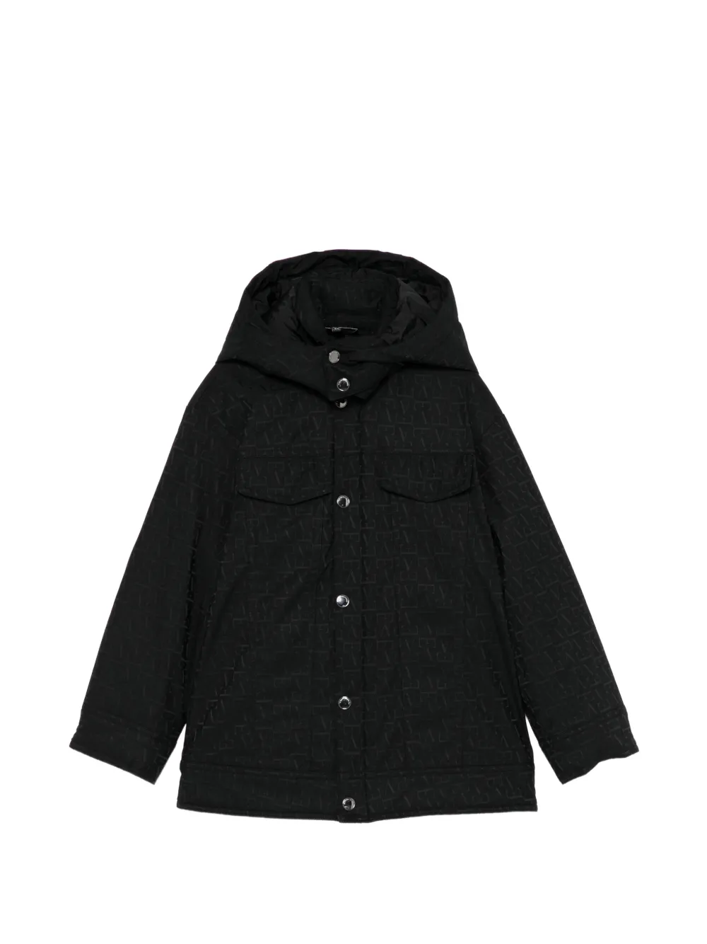 Emporio Armani Kids logo-pattern denim jacket - Nero