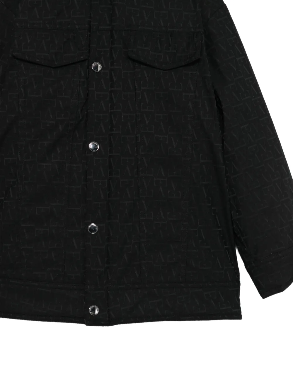Emporio Armani Kids logo-pattern denim jacket Zwart