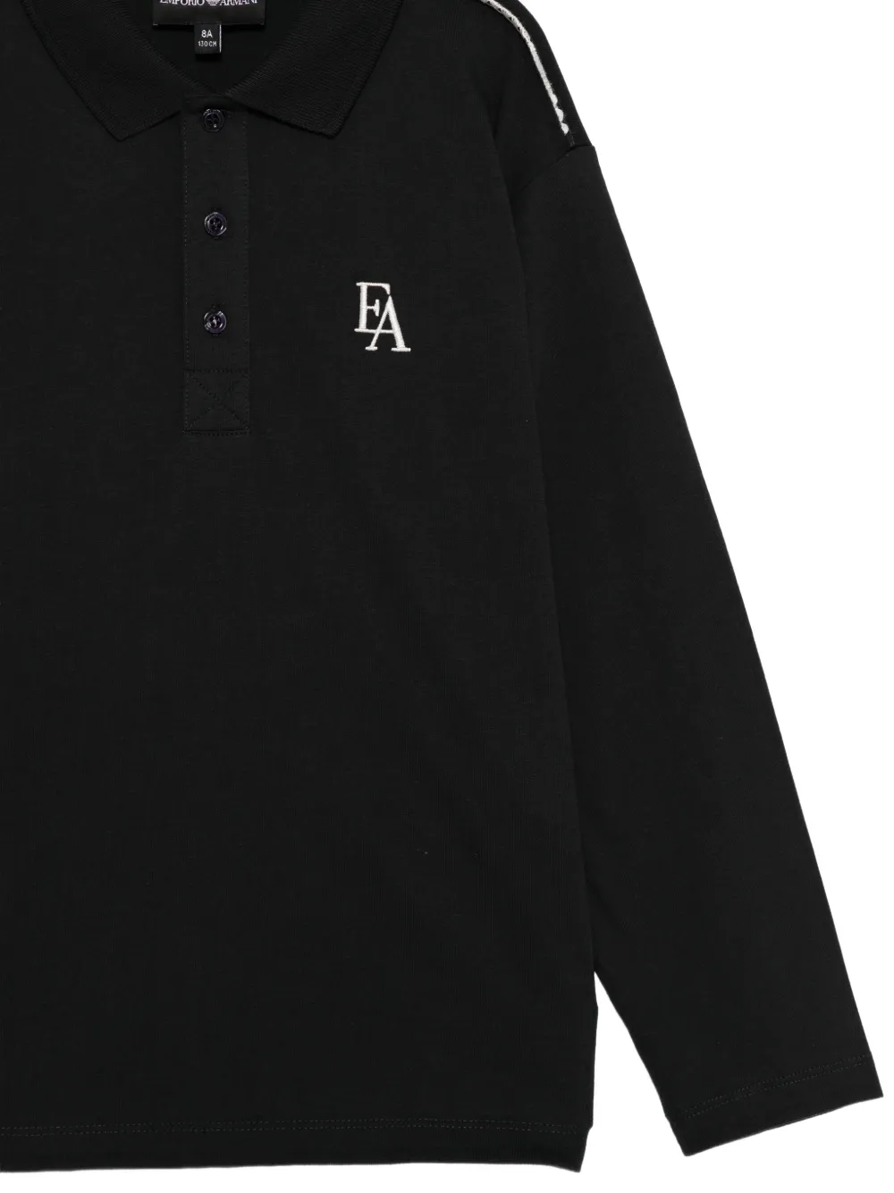 Emporio Armani Kids logo-embroidered long-sleeve polo shirt Zwart