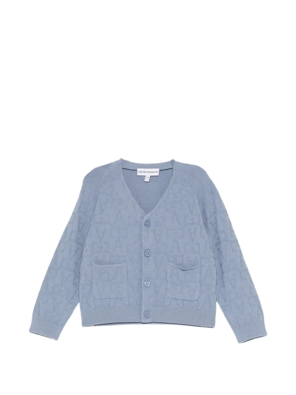 Emporio Armani Kids Jacquard-Cardigan mit Logo - Blau