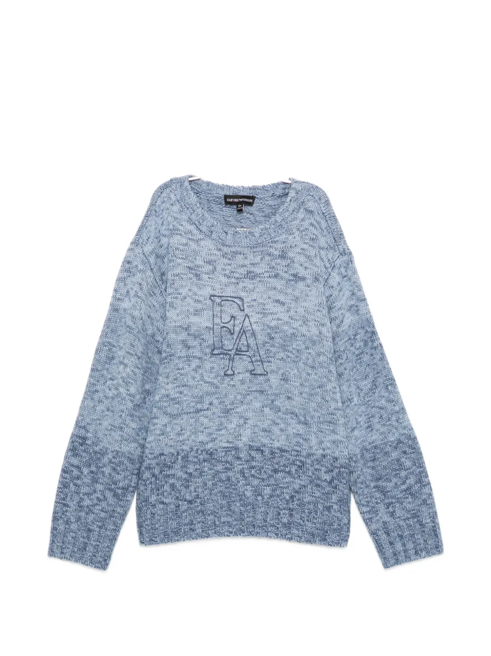 Emporio Armani Kids logo-embroidered mélange sweater - Blu