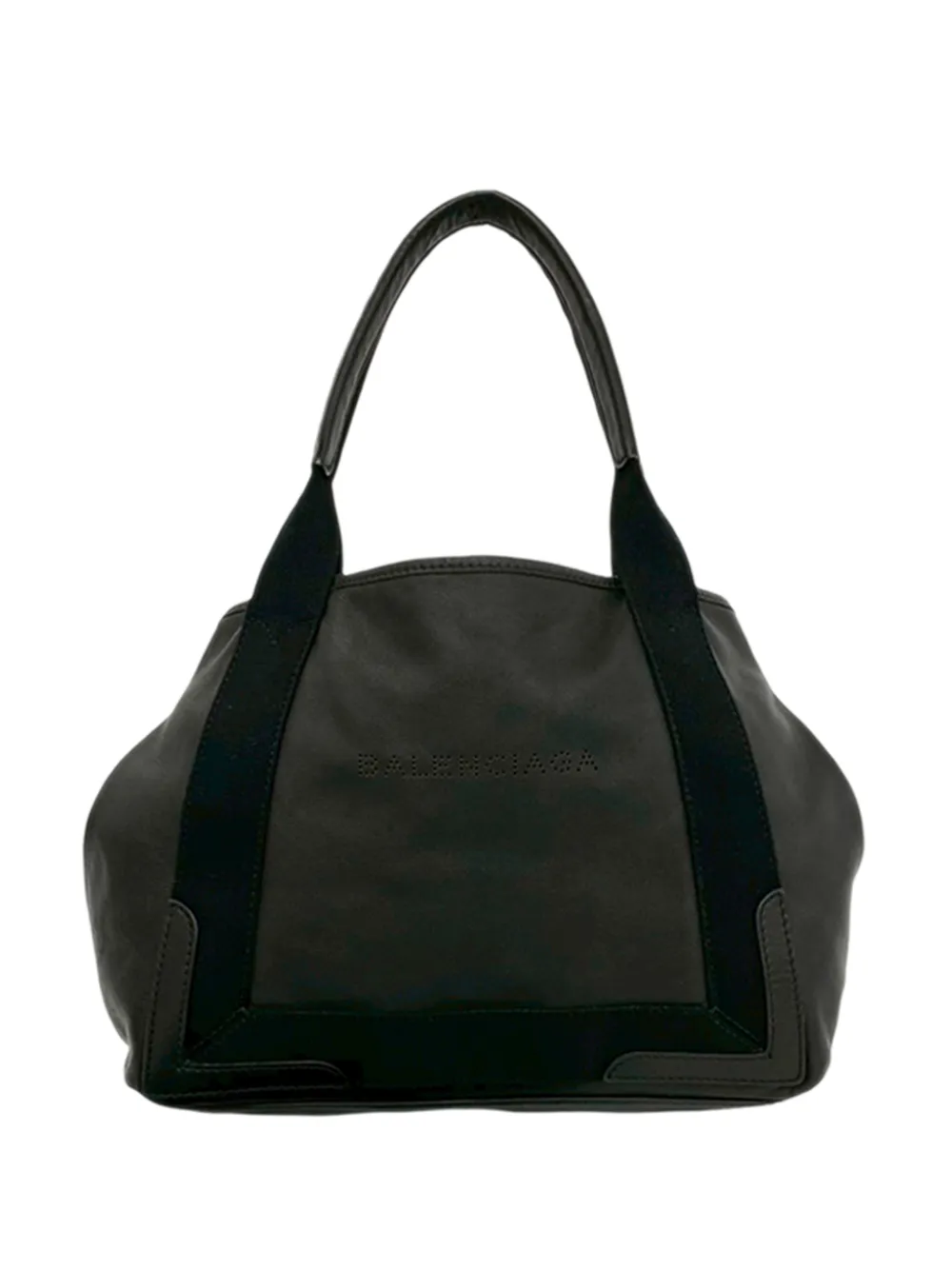 Balenciaga Pre-Owned 2018-2026 Calfskin Perforated Navy Cabas Tote XS satchel - Schwarz