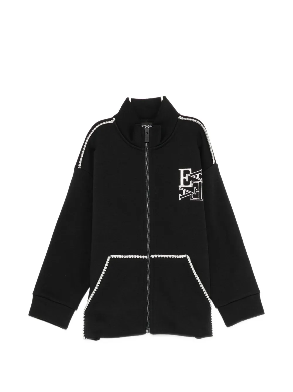 Emporio Armani Kids logo-embroidered zip-up jacket - Nero