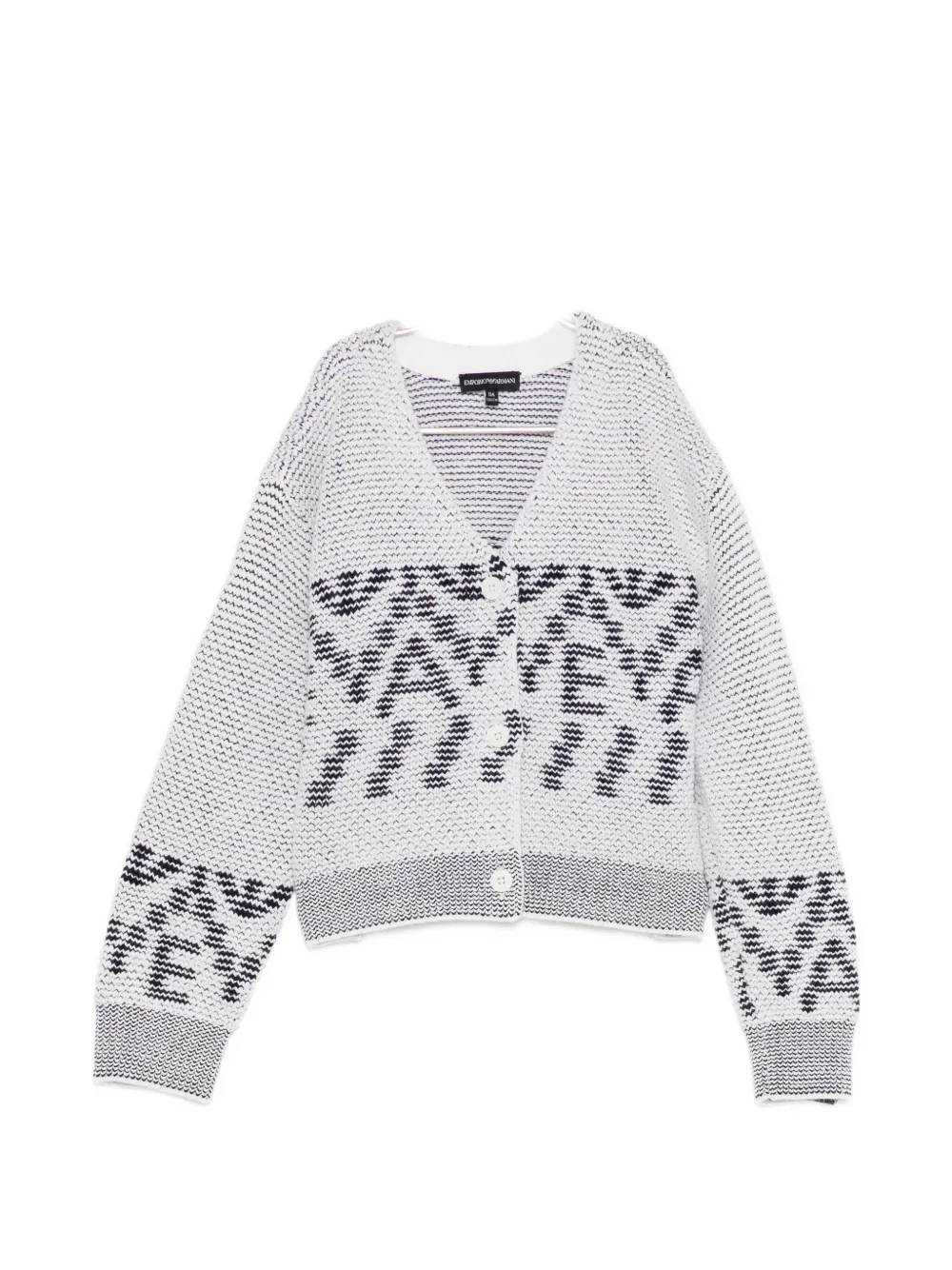 Emporio Armani Kids intarsia-knit logo cardigan - Bianco