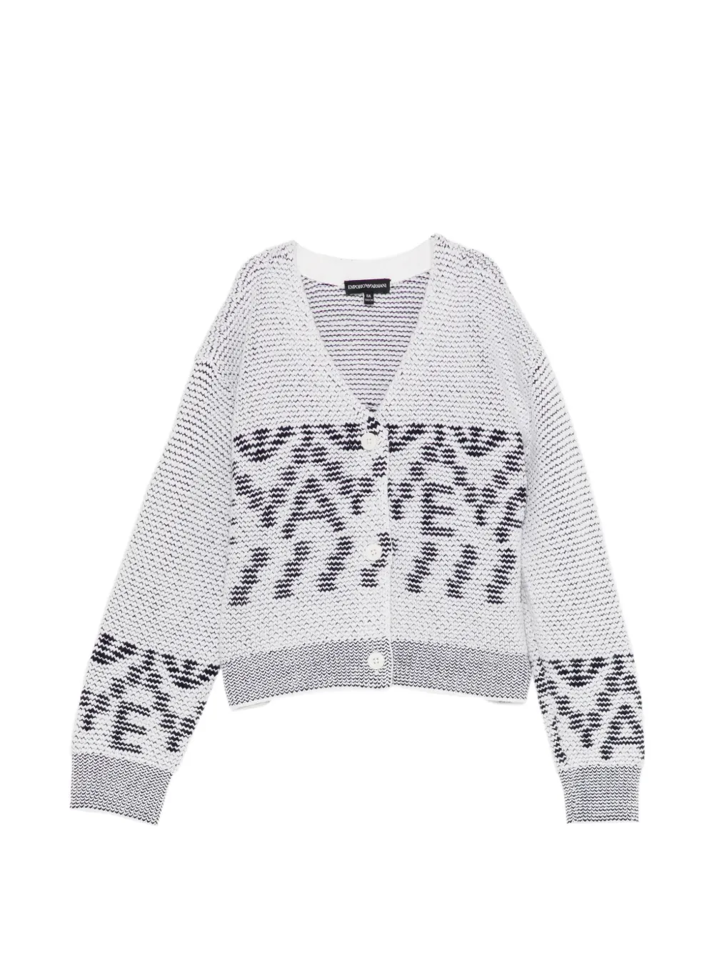 Emporio Armani Kids Cardigan mit Intarsien-Logo - Weiß