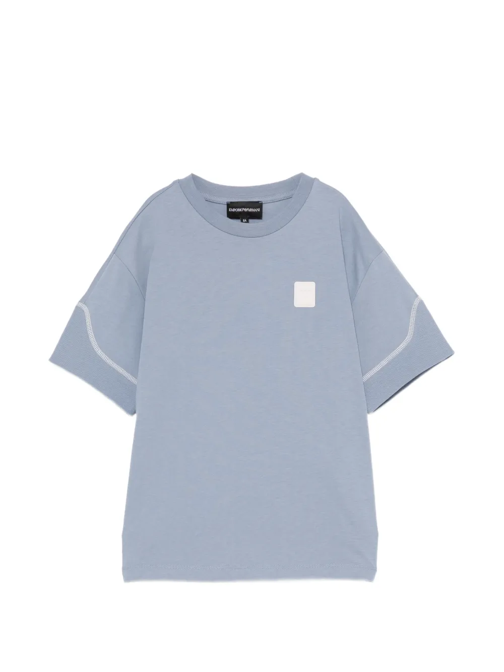 Emporio Armani Kids logo-patch contrast-stitch T-shirt - Blu