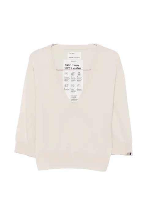 extreme cashmere Pearl V-neck three-quarter-sleeve sweater
