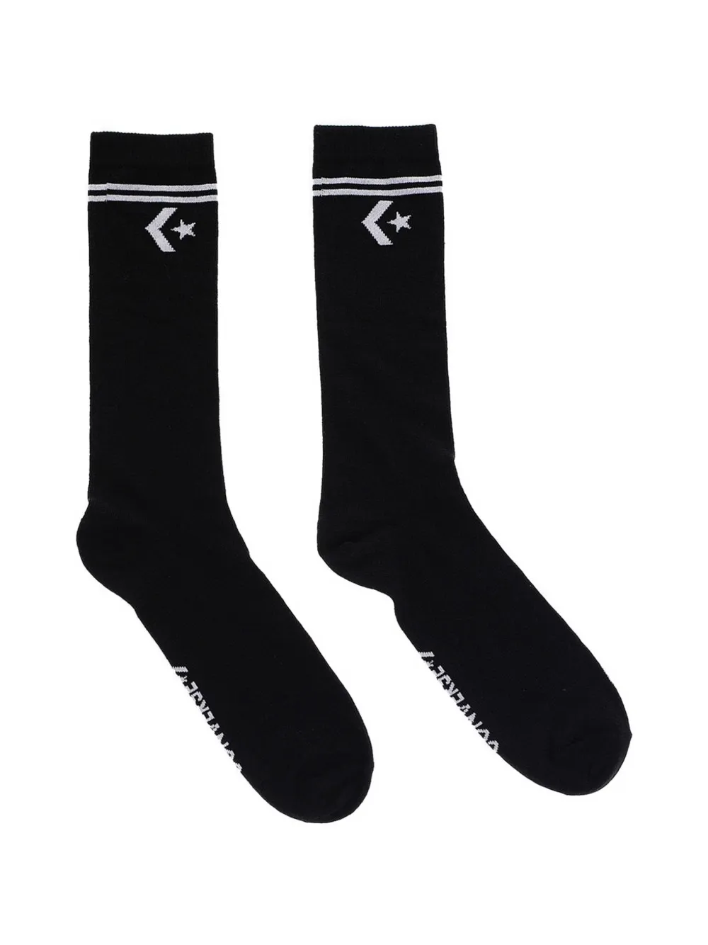 Converse Logo-print Ribbed Socks (set Of Two) In Black