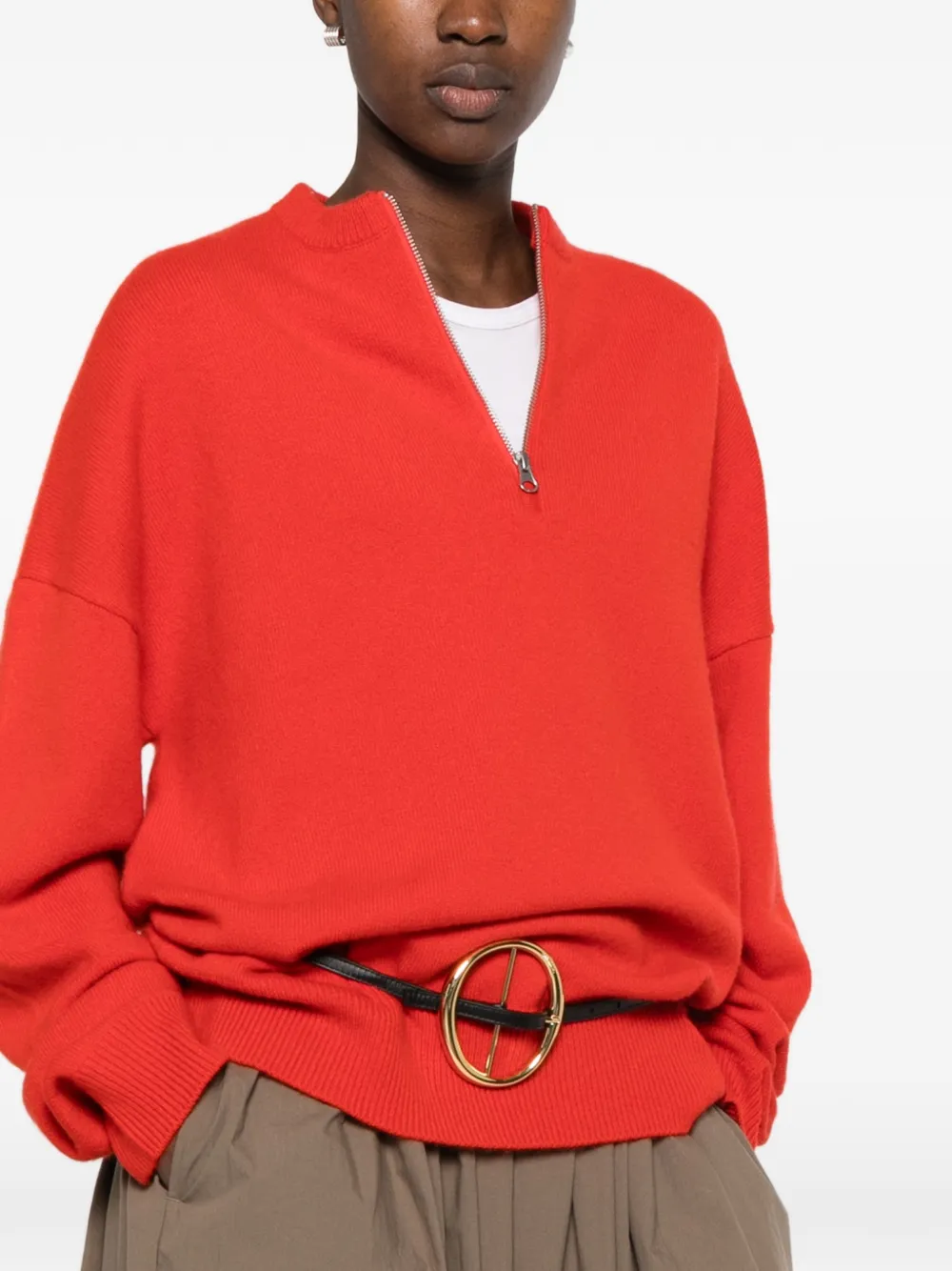 extreme cashmere Like trui met kwartrits Rood