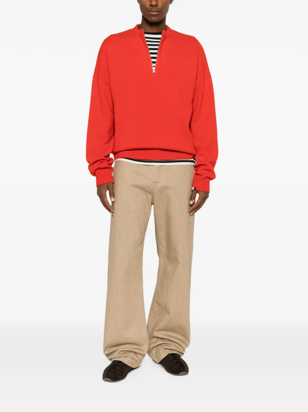 extreme cashmere Like trui met kwartrits Rood