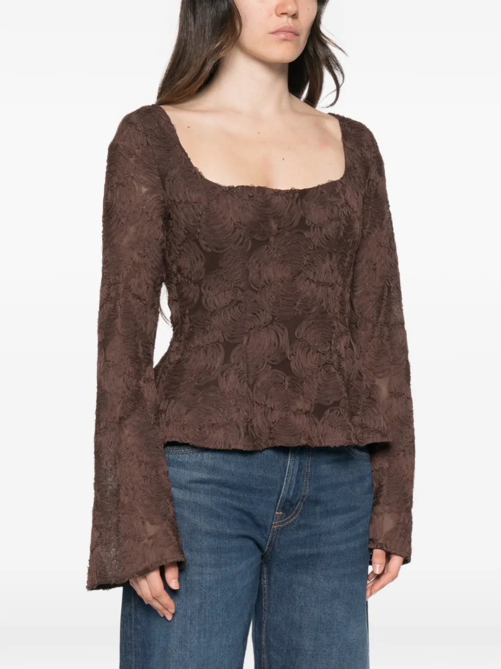 ROTATE BIRGER CHRISTENSEN Shirt met ruches Bruin
