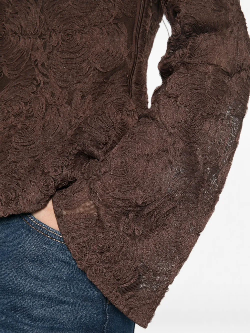 ROTATE BIRGER CHRISTENSEN Shirt met ruches Bruin
