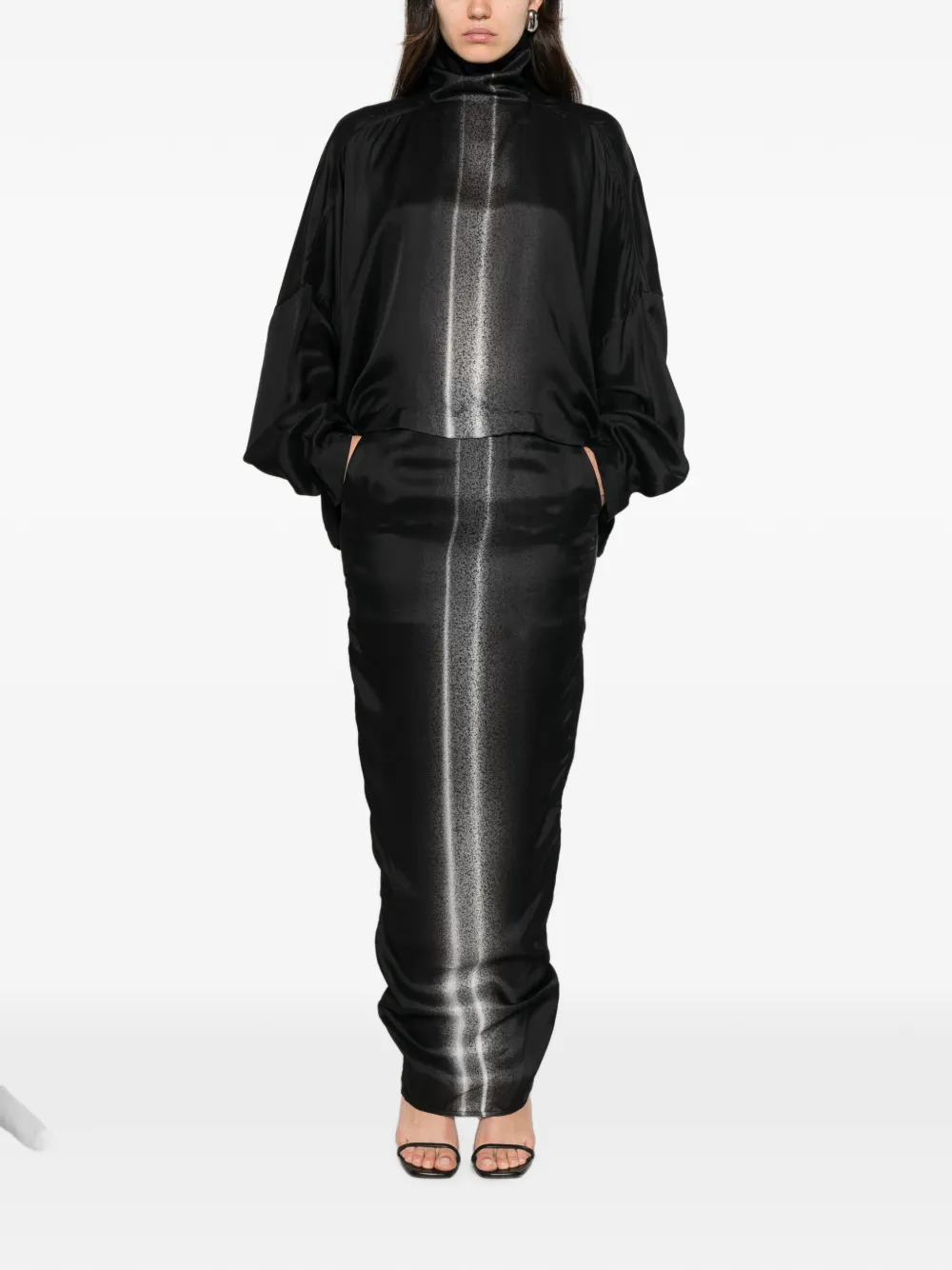Rick Owens Maxi-rok met kleurverloop en ruches Zwart