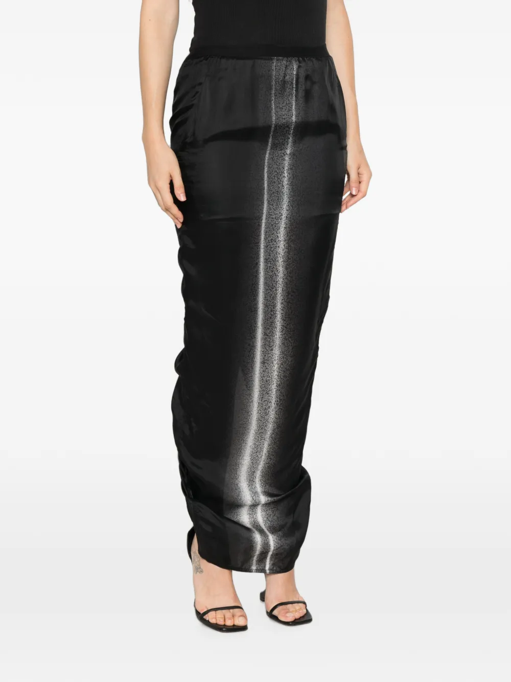 Rick Owens Maxi-rok met kleurverloop en ruches Zwart