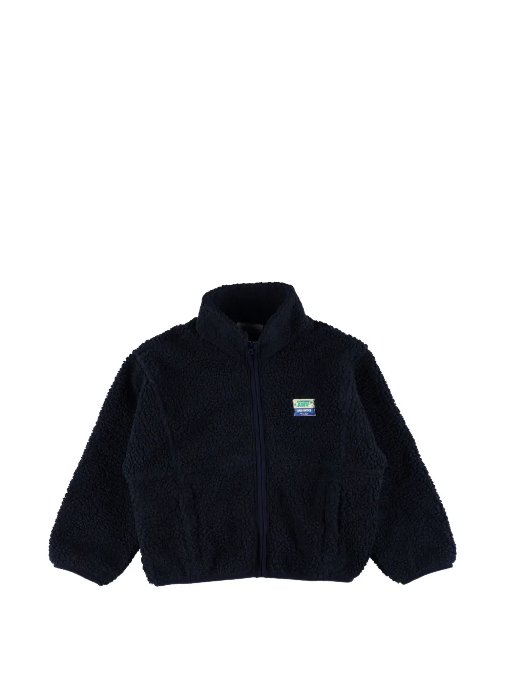 American Vintage Kids logo-patch fleece coat - Blu