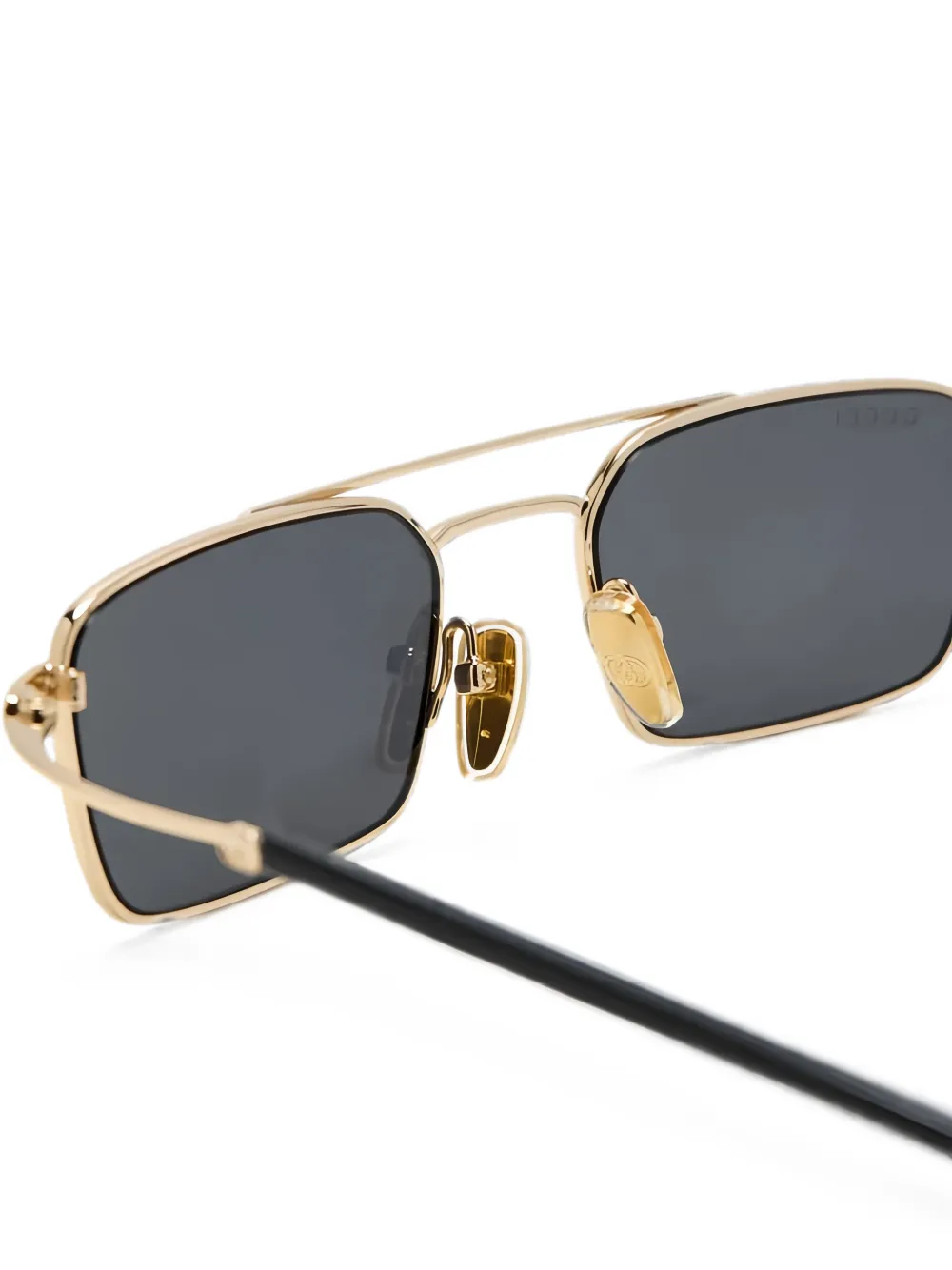Gucci Eyewear Zonnebril met rechthoekig montuur Goud