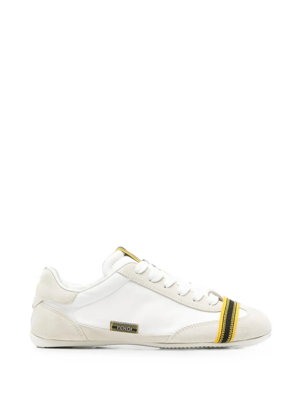 FENDI logo-tag panelled sneakers - Weiß