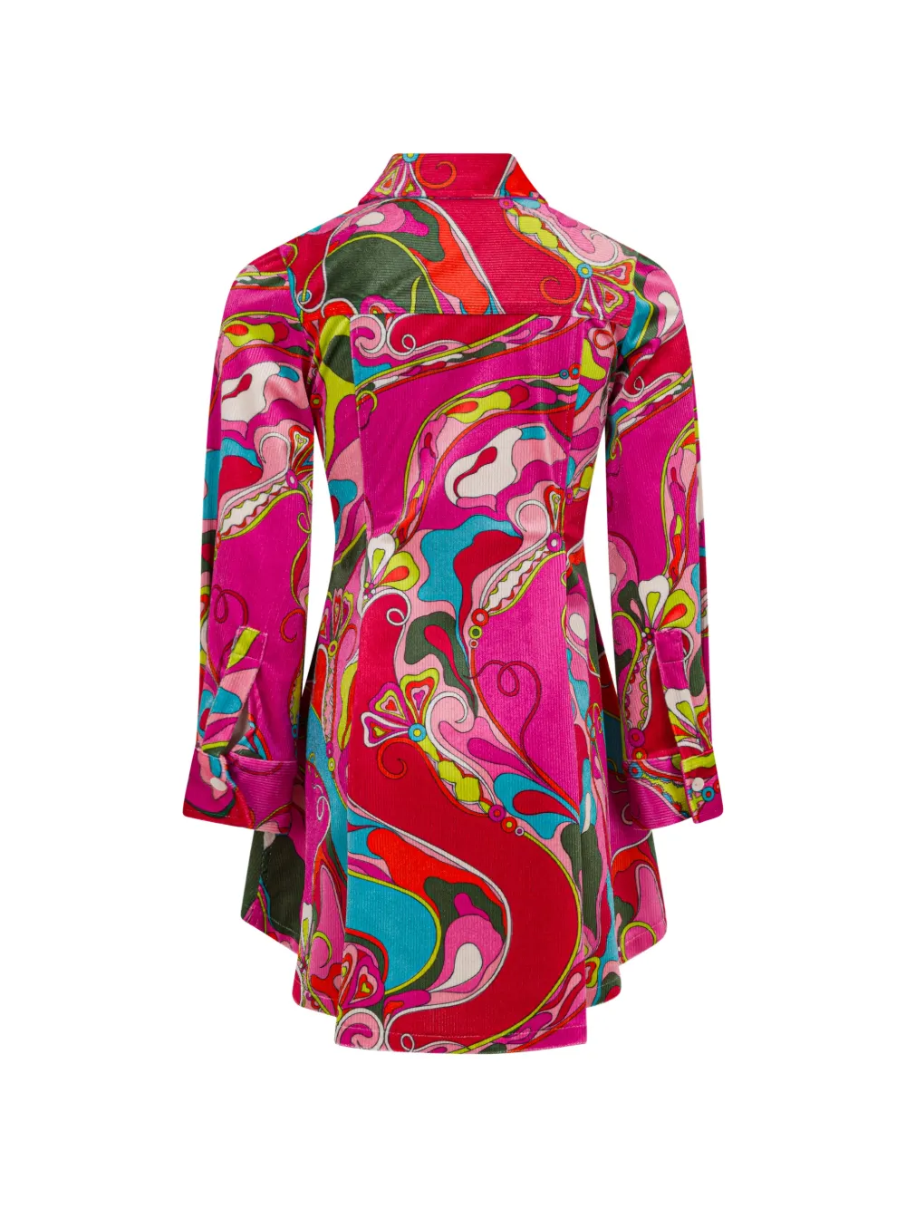 PUCCI Junior Ribfluwelen jurk met Marmo-print Roze