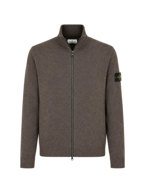 Stone Island logo-patch zip-up wool sweater