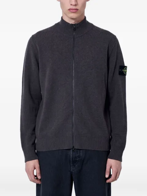 Stone Island logo-patch zip-up wool sweater