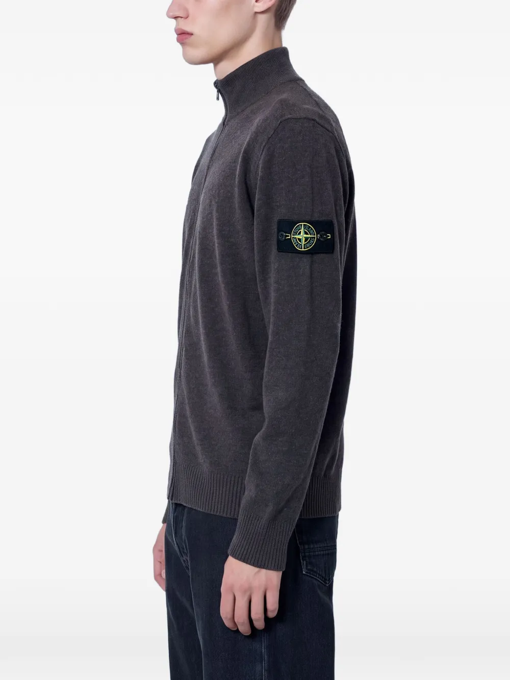 Stone Island Trui met logopatch Bruin