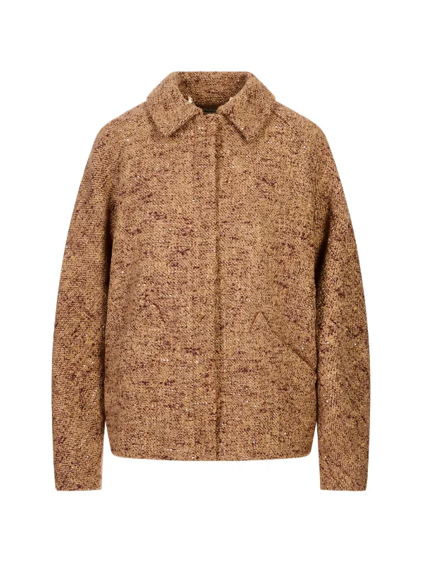 Kiton Sequin-embellished Bouclé Jacket in Brown