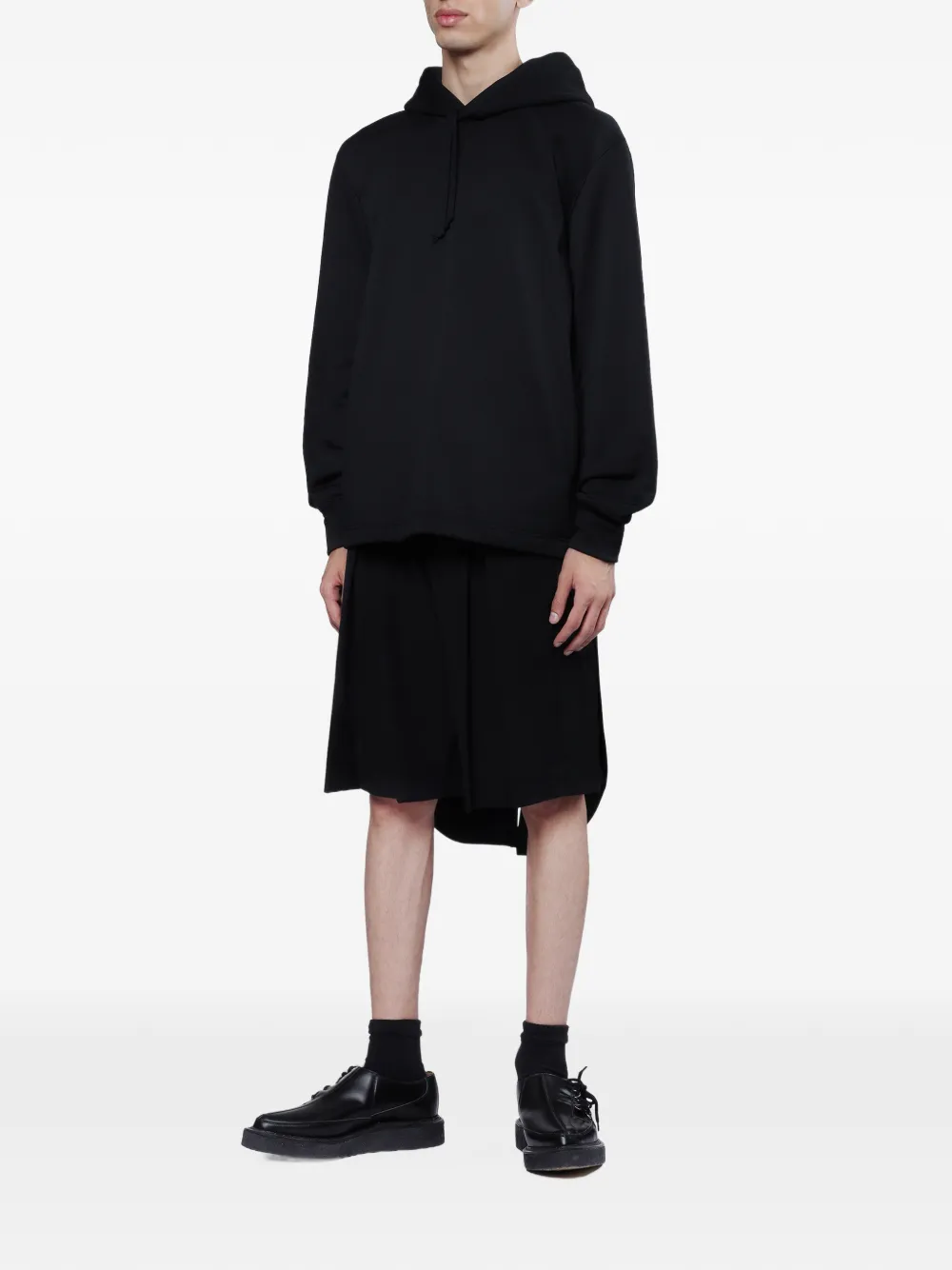 Comme des Garçons Homme Plus panelled drawstring hoodie Zwart