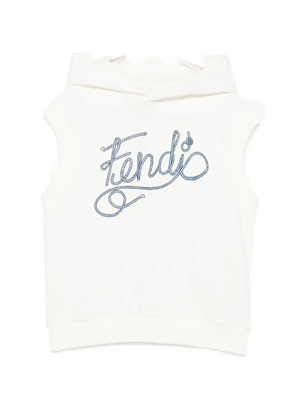 Fendi Kids logo-print sleeveless hoodie - Bianco