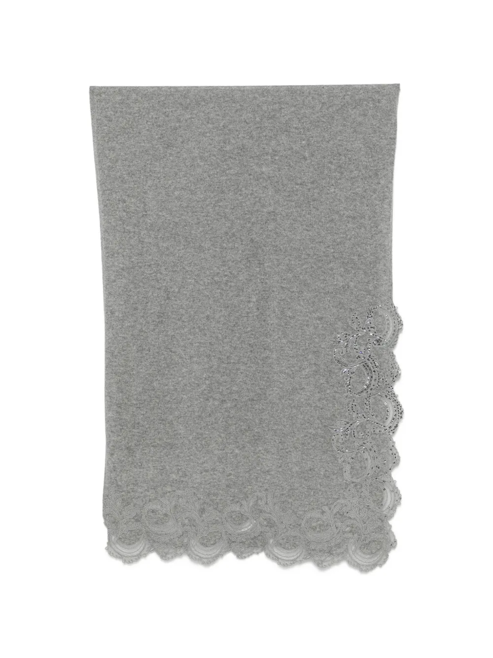 Ermanno Scervino lace-trimmed sequin-embellished scarf - Grigio