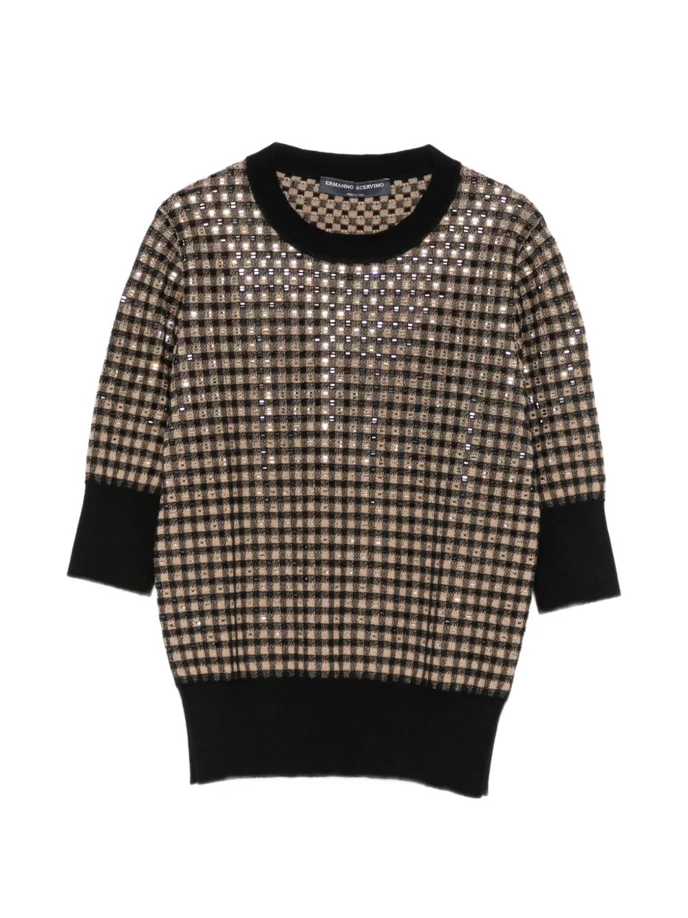 Ermanno Scervino check-pattern sequin-embellished sweater · M