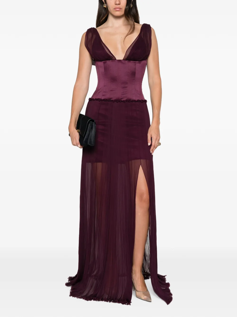 Ermanno Scervino Geplooide maxi-jurk Paars