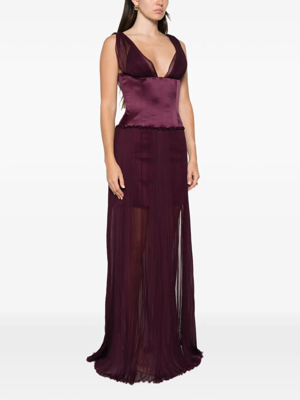 Ermanno Scervino Geplooide maxi-jurk Paars