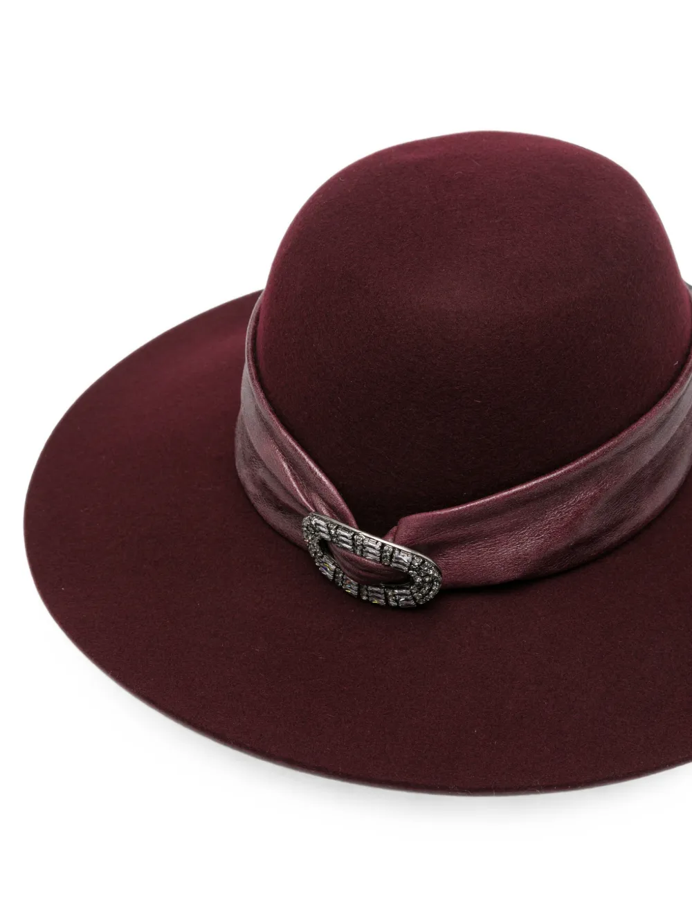 Ermanno Scervino Hoed met gespdetail en brede rand Rood