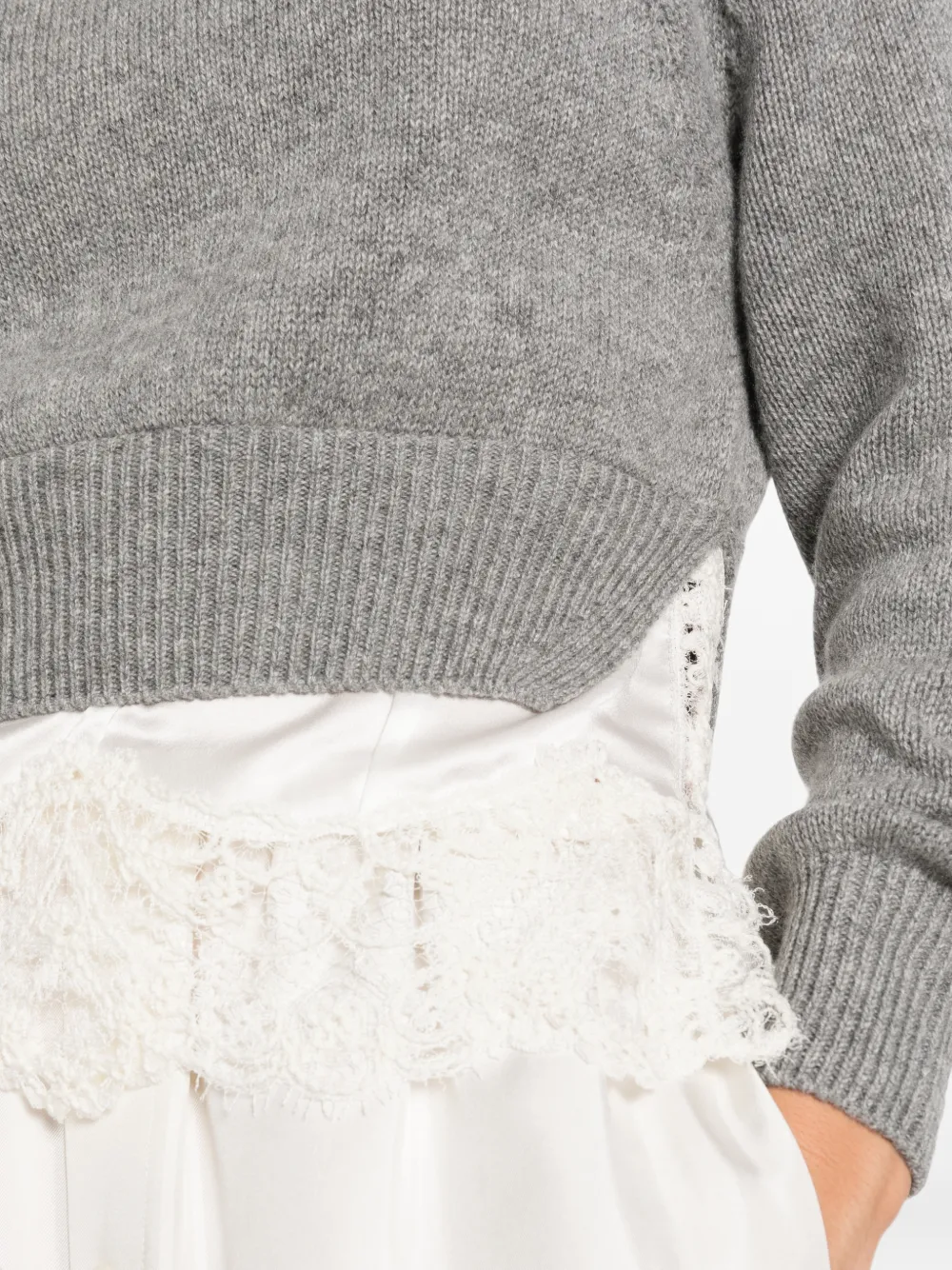 Ermanno Scervino Cropped trui met kanten afwerking Grijs