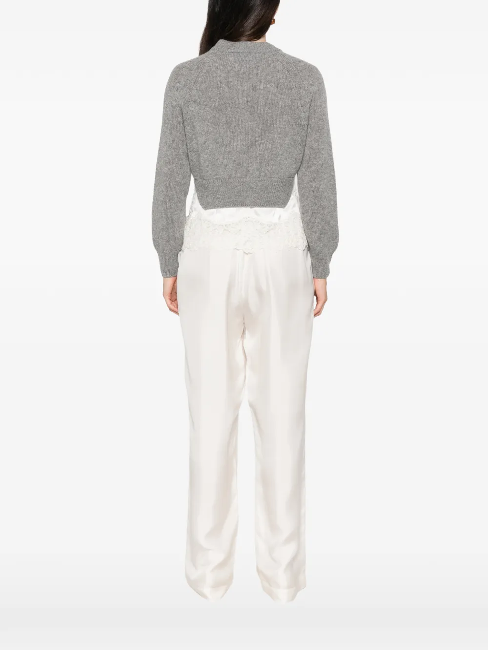 Ermanno Scervino Cropped trui met kanten afwerking Grijs