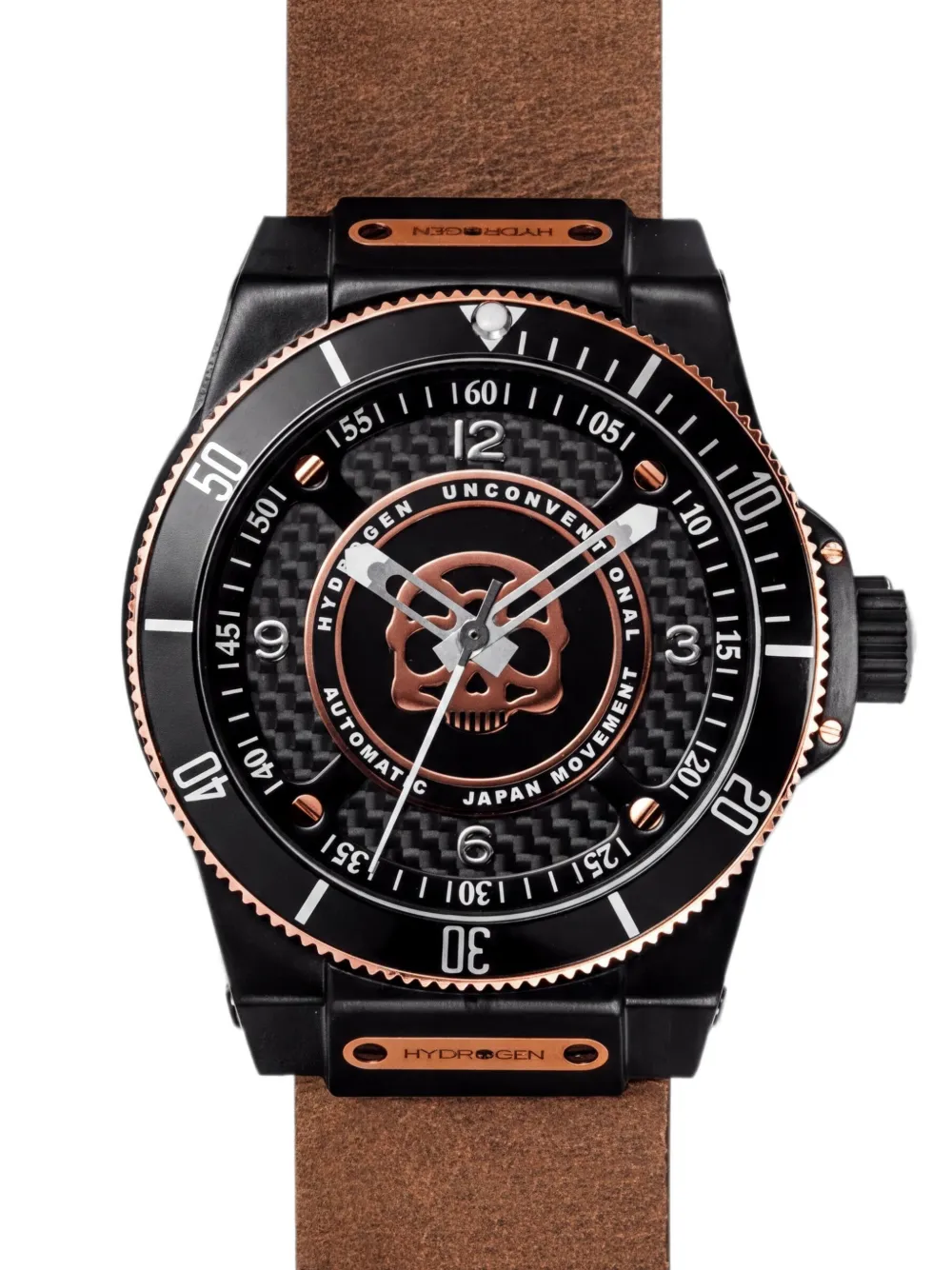 Hydrogen Sportivo 42mm skull motif carbon fibre watch - Nero