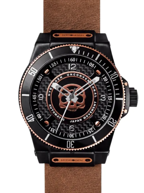 Hydrogen reloj Sportivo con motivo de calavera de 42 mm de fibra de carbono